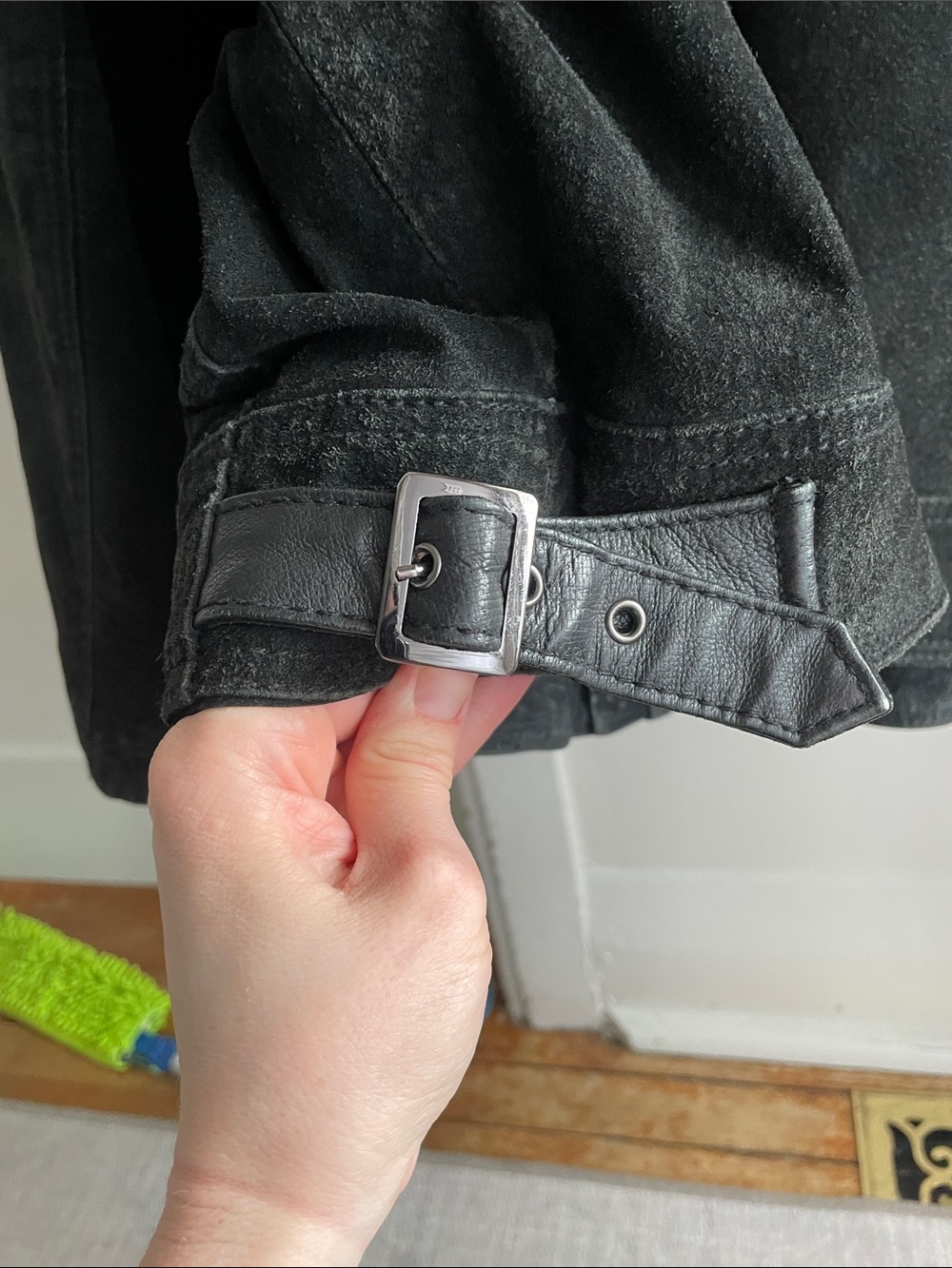 Vintage black leather moto-inspired utility jacket -XL - Picture 3 of 12